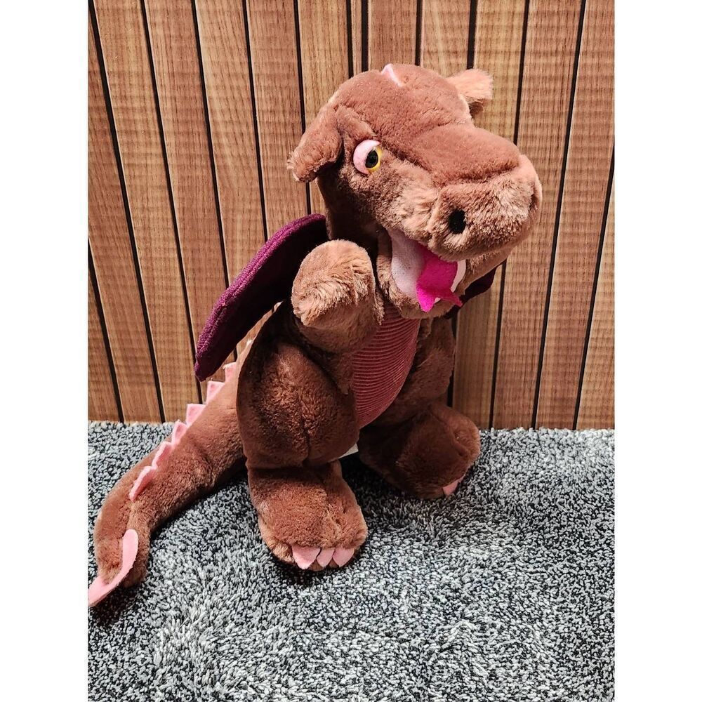 Dakin Dragon Plush 1983 Stuffed Animal 10" Burgundy Pink Red Mauve 80s Kids #A73